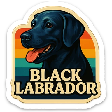 vintage retro style black labrador retriever t-shirt graphic sticker