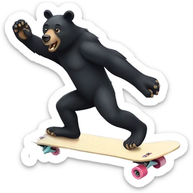 Black bear kick flipping skateboard  sticker