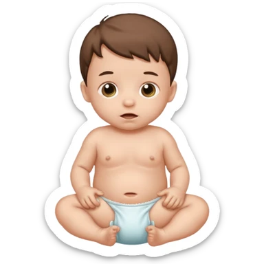 Newborn baby wearing a full of poop diaper sticker