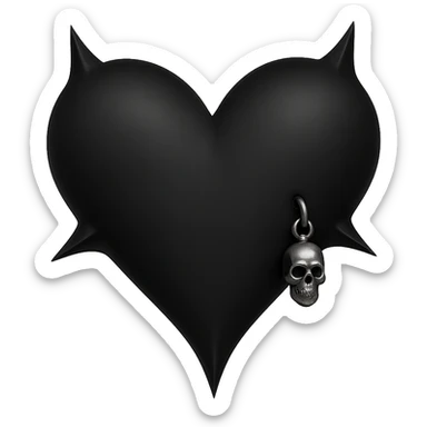 goth heart, matte black, sharp edges, small silver charm, modern dark aesthetic, no background sticker