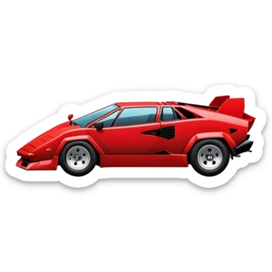 Make the red Lamborghini Countach even more minimalist and emoji-like sticker