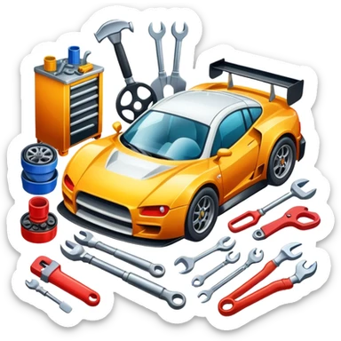 Racecar workshop sticker