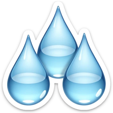 3 water droplets stack on top of each other vertically with two water droplets on the sides; 5 droplets total sticker