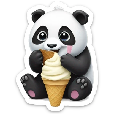 Panda eating ice cream sticker