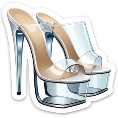 ultra realistic pair of platform open toe glass heels sticker