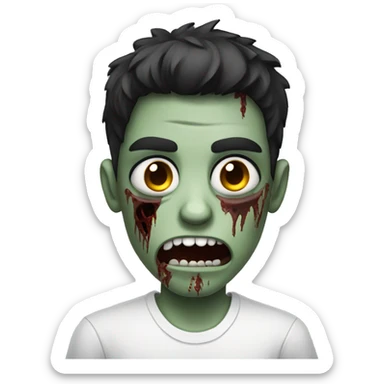 teen boy zombie with dark hair and white shirt sticker