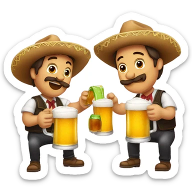 Tres amigos bebiendo una cerveza en el piso sticker