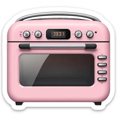Cute emoji-style Ninja Combi countertop oven, pastel pink appliance, rounded edges, soft highlights, simple shadows, modern kitchen gadget aesthetic, realistic, centered, white background sticker