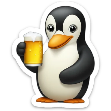 pinguin drinking beer sticker