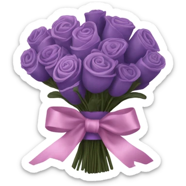 a beautiful aesthetic bouquet of dark purple and light pink lavender tied with a silk purple ribbon and next to it a pink decorative candle  sticker