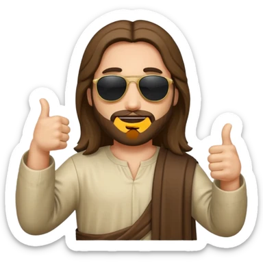 emoji di Gesù con occhiali da solo e pollice in su
 sticker