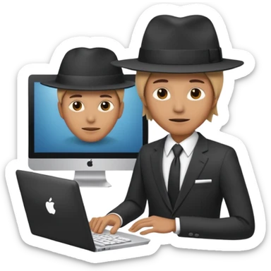  A person that has a computer screen as it head A person that has a computer screen as it’s hat and wear a suit and wears a suitand is wearing a suit sticker