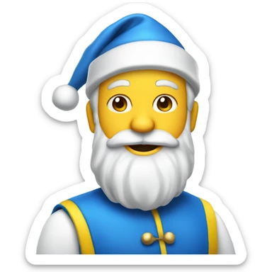Santa claus wearing blue and yellow outfit sticker