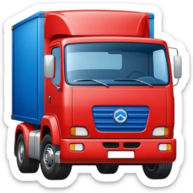 red truck with a blue plate showing white "TIR" on the front. No brand logos sticker