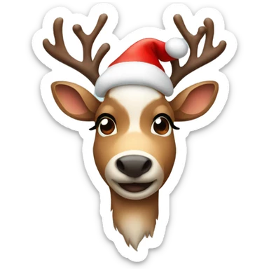Reindeer with a Christmas hat sticker