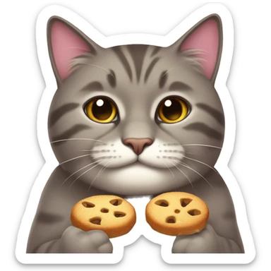 Big fat cat eating treats sticker