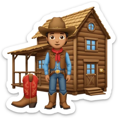 Cowboy next to house sticker