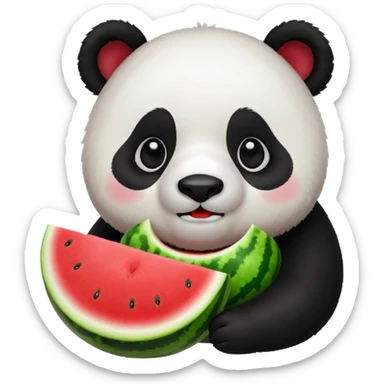 A cute panda emoji eating a watermelon sticker