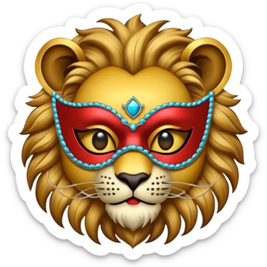 lion with glamorous masquerade mask sticker