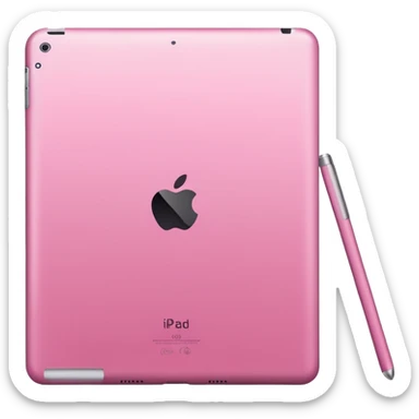  pink iPad (Apple tablet) with sleek metallic finish, minimal and modern design, soft reflections, isolated on transparent background, realistic style" sticker