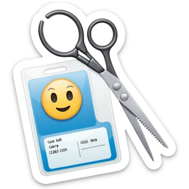 Scissors cutting ID card in half sticker