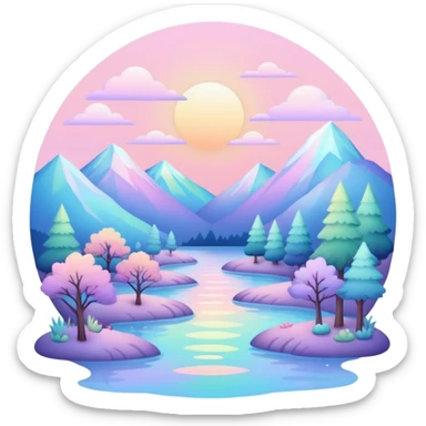  Pastel-white-yellow-pink-green-Iridescent-aesthetic-scenic-scenery-Decoration sticker