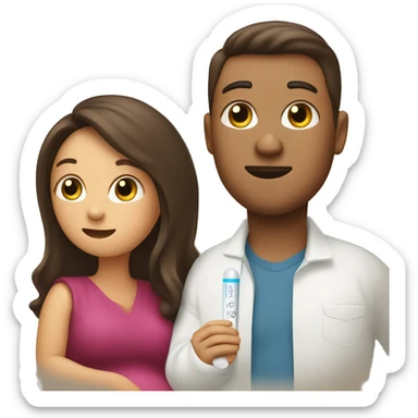 couple looking at pregnancy test sticker