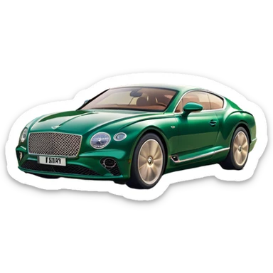 Bentley Continental GT (2022) – cinematic-realistic Bentley Continental GT, its deep emerald green paint reflecting the golden hour sunlight as it cruises along a coastal highway. The roar of its W12 engine builds as it accelerates, the plush leather interior offering an unmatched blend of luxury and performance. sticker
