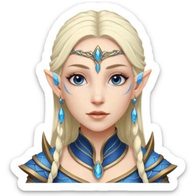 ESO female water elf with scale skin warrior with lashes and earrings sticker