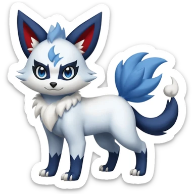 Meowstic-Zorua-Absol-Zangoose-fusion, full body sticker