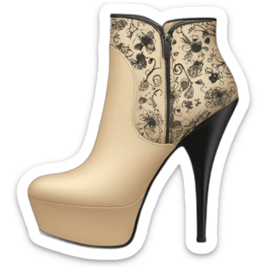 high-heels-boot-beige-with-black-doodles sticker