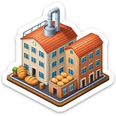 Isometric old bread factory  sticker