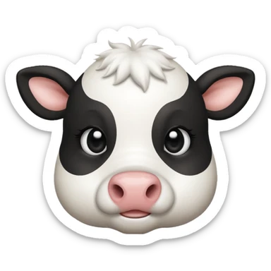 simple cute cow face, eyes of dot sticker