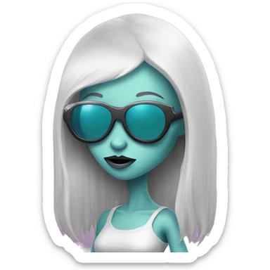Girly alien with long fingernails and cool sunglasses  sticker