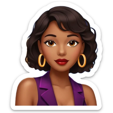 Black jazz singer girl in front of a Parisian jazz club at night, neon sign, Eiffel Tower visible sticker