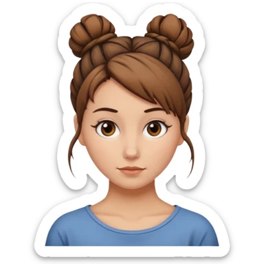 Brown messy bun sticker