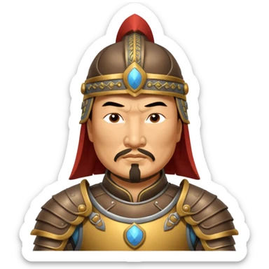 Genghis Khan in armor in 3/4 position sticker