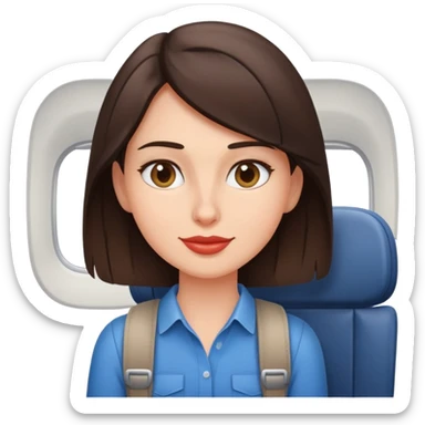 Casual brunette on airplane seat sticker