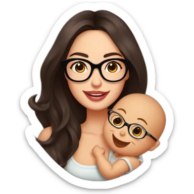 Megan Fox sonriente con lentes abraza a una Bebé sticker