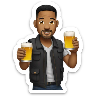 Will smith with a beer sticker