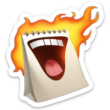 Screaming calendar in fire sticker