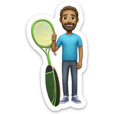 Dad with a beard and a skateboard and tennis racket  sticker