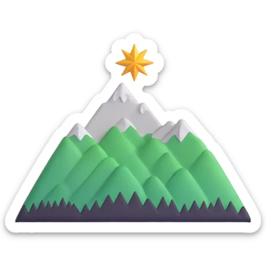 simple eight-pointed star with wide points, with only a basic mountain silhouette on it sticker