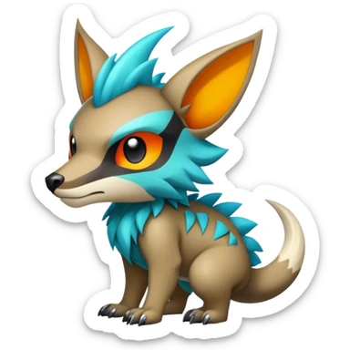 Cute cool edgy badass colorful fantasy animal hybrid Fakemon full body sticker