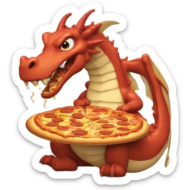 Dragón comiendo pizza sticker