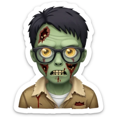 zombie wtih black glasses  sticker