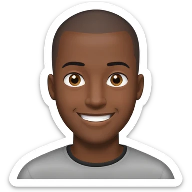 Đàn ông, đầu đinh, mặt dài, da đen cười tươi tóc đen sticker