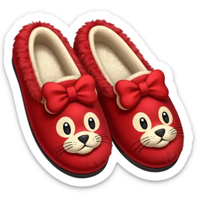 red slippers with red fur sticker