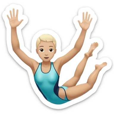 inexperienced but determined person diving into a pool of divers, with a pool named confidence... glowing body head fist sticker