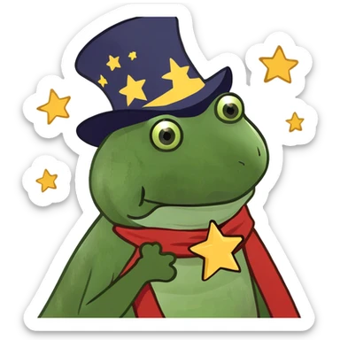 bufo wizard with a tophat sticker
